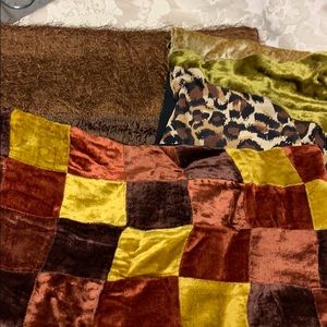 SOLD 3 Scarves Fall Colors Velvets and Fluffy Fun